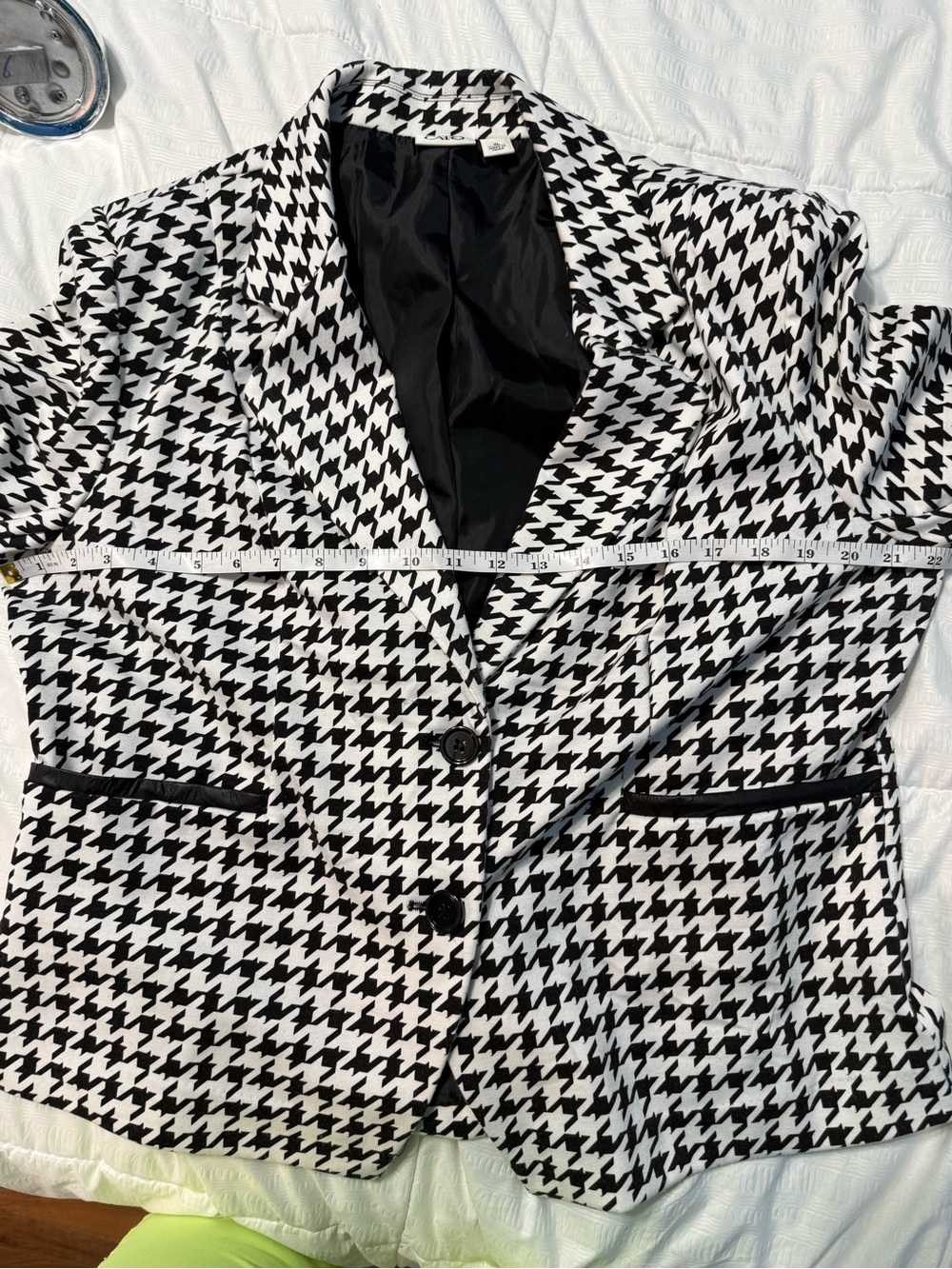 Vintage Cato Houndstooth Black & White Women's Blazer Jacket XL - Picture 8 of 9